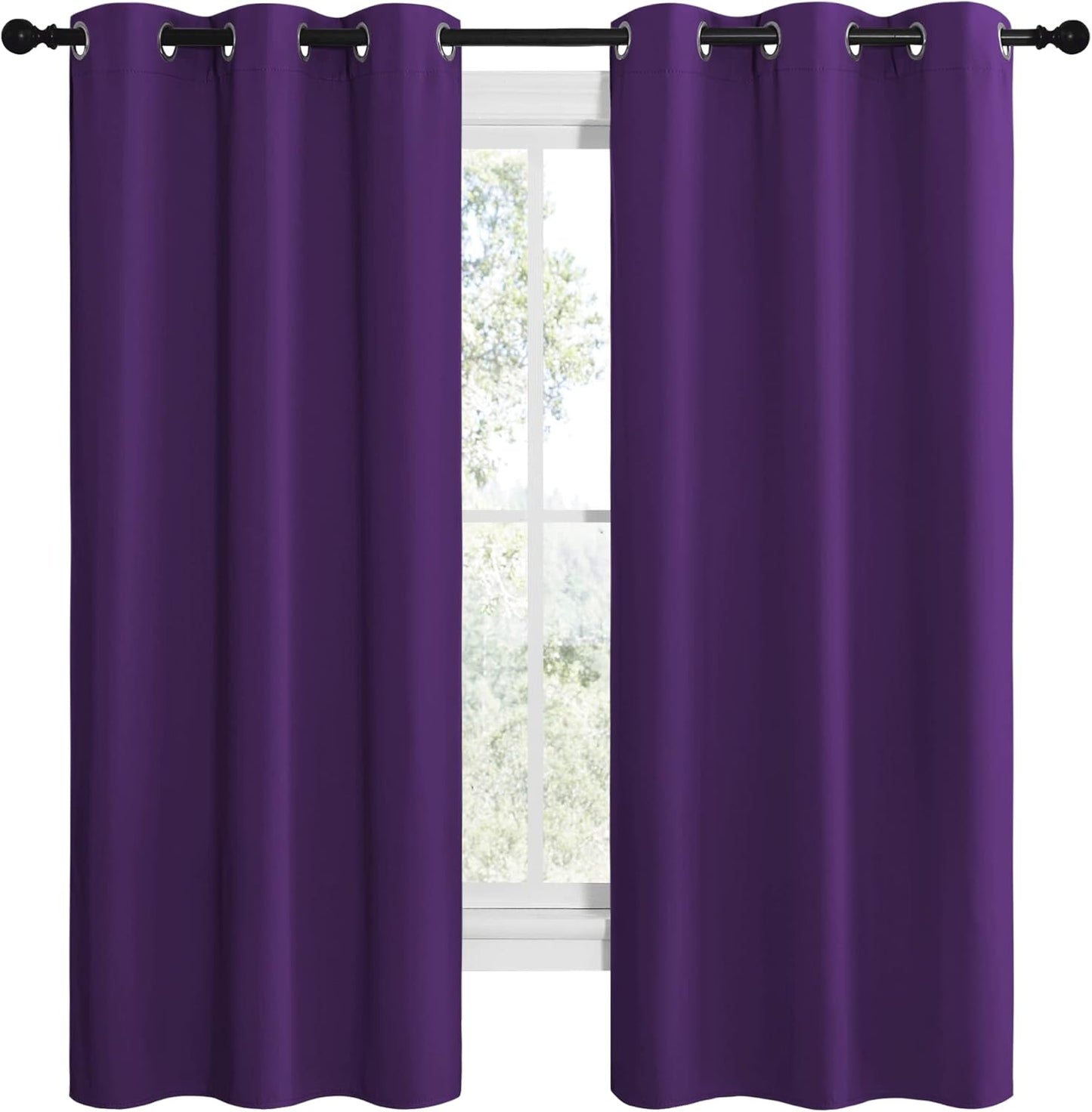 NICETOWN Blackout Curtains - Thermal Insulated Solid Ring Top Drapes for Bedroom | Set of 2, 42 x 68 Inch, Royal Purple