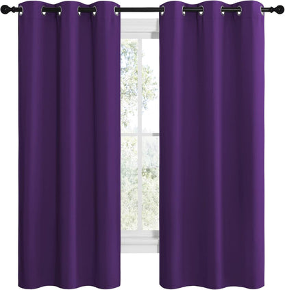 NICETOWN Blackout Curtains - Thermal Insulated Solid Ring Top Drapes for Bedroom | Set of 2, 42 x 68 Inch, Royal Purple