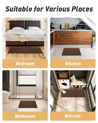 AMOAMI Upgraded Waffle Bath Mat, Super Absorbent Non Slip Bath Mats for Bathroom Floor, Machine Washable Bathroom Rugs with Tassels, Rubber Backed Bathroom Mats, Ultra Soft, 24" x 36",Terracotta
