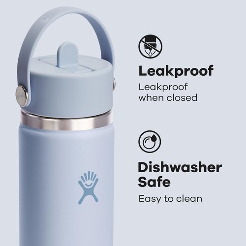 Hydro Flask Water Bottle - Insulated Stainless Steel with Wide Mouth Flex Straw Lid | 24 Oz Surf Blue