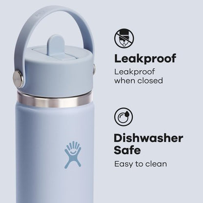 Hydro Flask Water Bottle - Insulated Stainless Steel with Wide Mouth Flex Straw Lid | 24 Oz Surf Blue