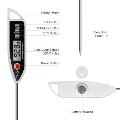 Skiennix Digital Meat Thermometer - Instant Read Cooking Tool for BBQ, Candy, Oil & More | Versatile Kitchen Use