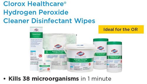 Clorox Healthcare Disinfectant Wipes - Hydrogen Peroxide Formula, 6.75" x 9", 95 Count