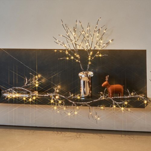 BAOLITVINE Lighted Iced Garland - 6FT Battery Operated & USB Plug-In | 48 Warm White LED Lights for Christmas Decor