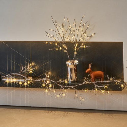 BAOLITVINE Lighted Iced Garland - 6FT Battery Operated & USB Plug-In | 48 Warm White LED Lights for Christmas Decor