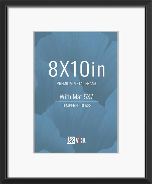 VCK 8x10 Picture Frame - High-End Aluminum Metal with Tempered Glass | Displays 5x7 or 8x10 Photos