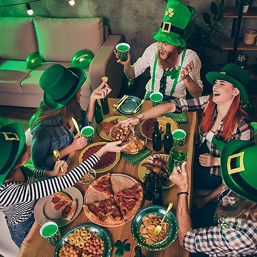 560Pcs Green and Gold Party Supplies Set for 80 Guests - Plates Cups Napkins Cutlery