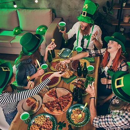 560Pcs Green and Gold Party Supplies Set for 80 Guests - Plates Cups Napkins Cutlery