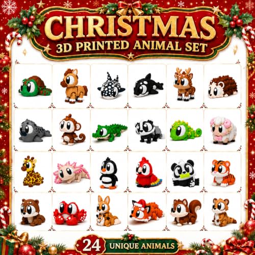 Christmas Advent Calendar with 3D Animal Figurines - Kids Holiday Countdown Toy