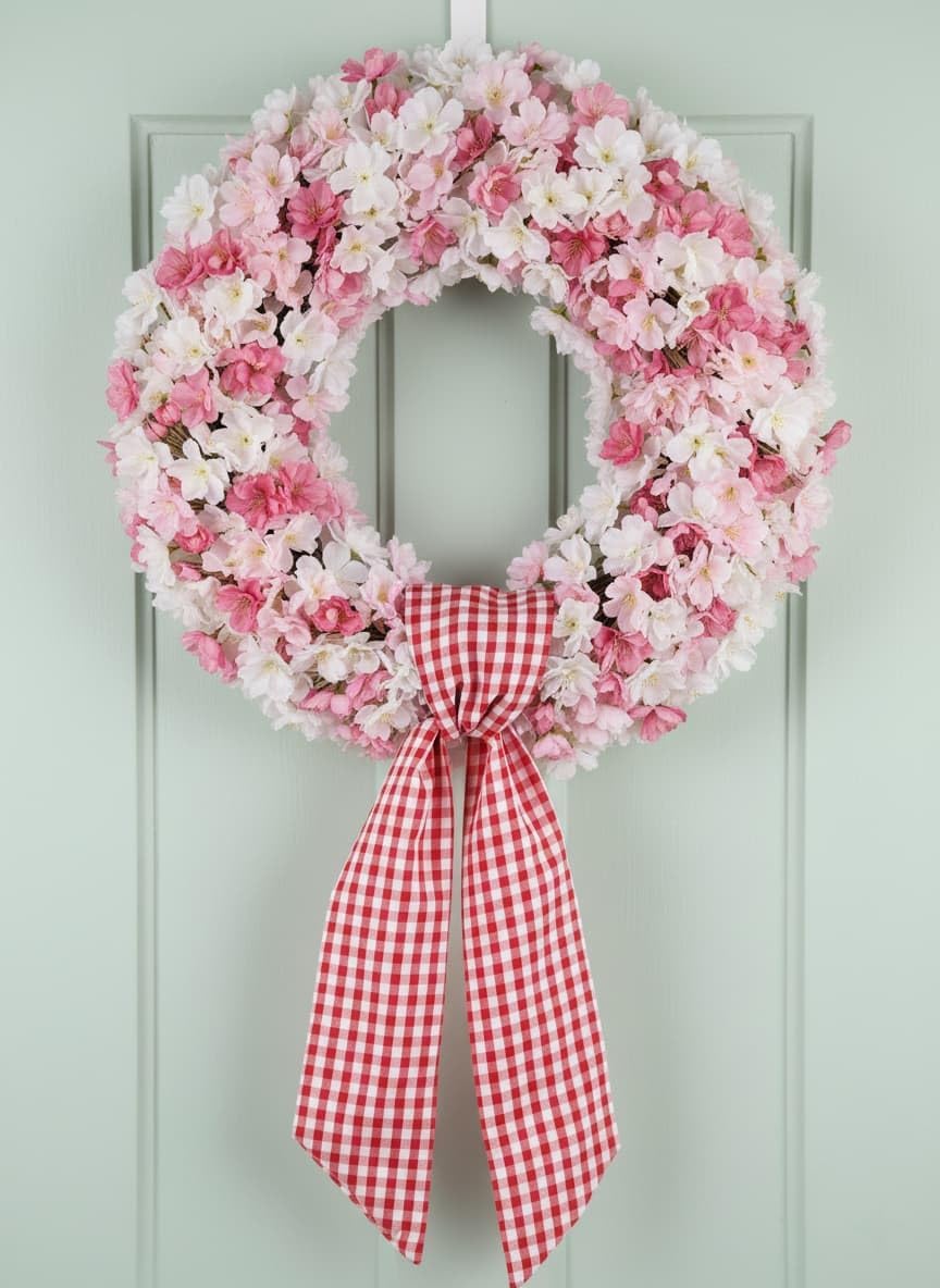 Regine Switzerland Wreath Sash 2-Pack - Red White Checkered Plaid Bow Ribbon Bundle for Holiday Decor (5.12" x 54.33")