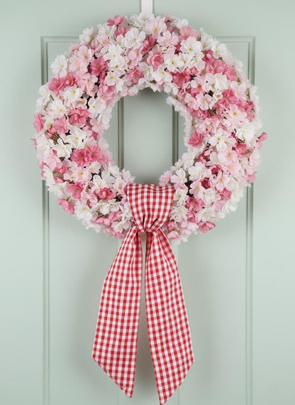 Regine Switzerland Wreath Sash 2-Pack - Red White Checkered Plaid Bow Ribbon Bundle for Holiday Decor (5.12" x 54.33")