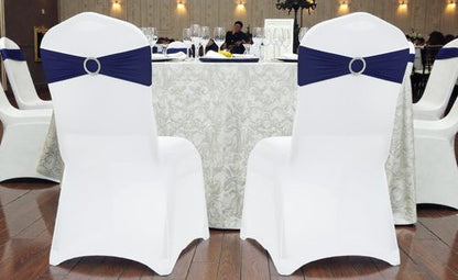 MDS Spandex Chair Sashes - Universal Fit Elastic Stretch Bands with Buckle Slider Bow | Navy Blue - Pack of 250