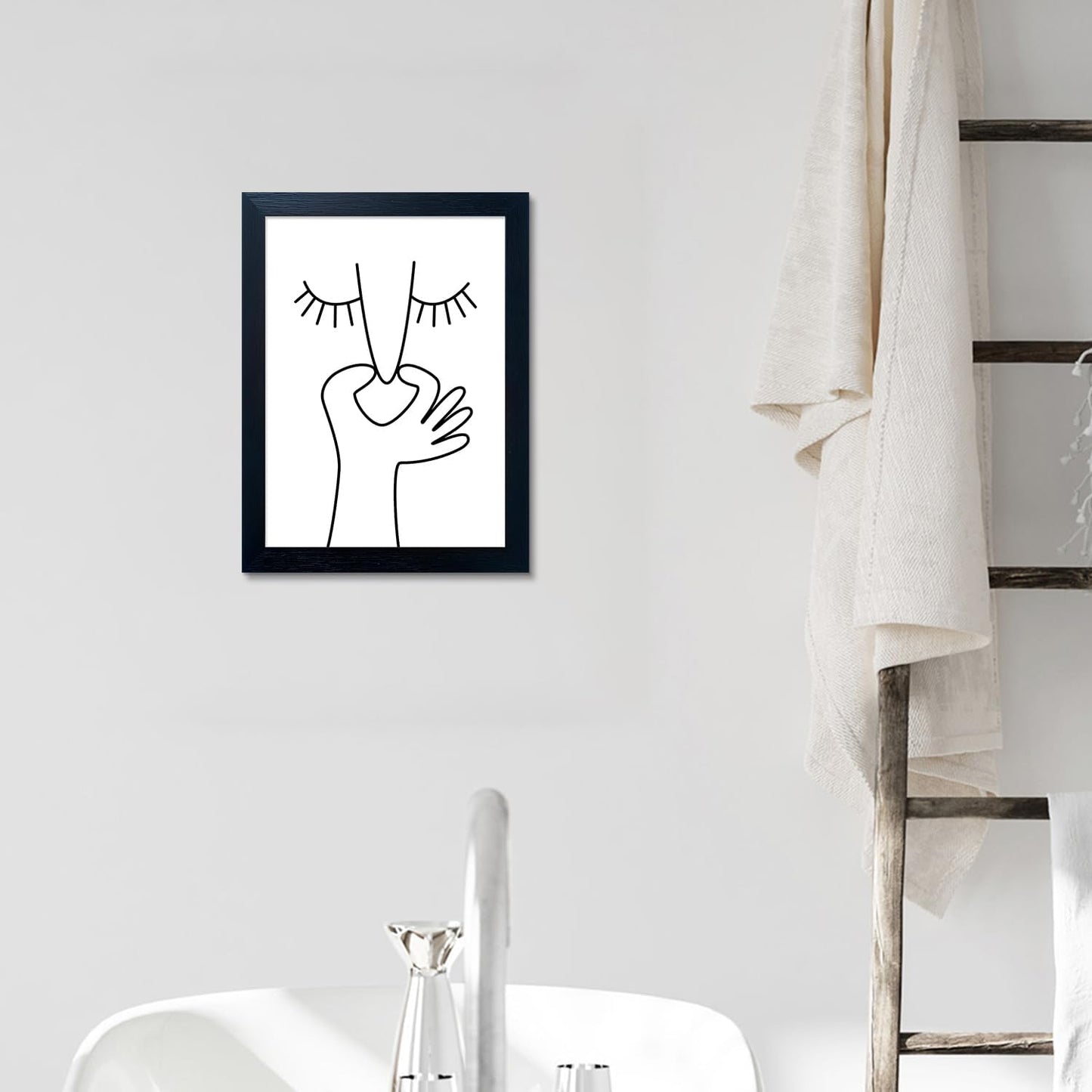 Regine Switzerland Funny Bathroom Wall Art - Black and White Canvas Print for Washroom Decor