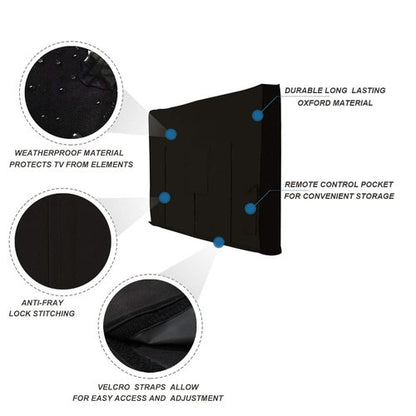 iBirdie Outdoor TV Cover 60 to 65 inch Weatherproof, Cover Size 58''L x 37''H, Waterproof for Outside Flat Screen 60 to 65 inch TV, Black, 600D Thick Fabric Screen Protector with Bottom