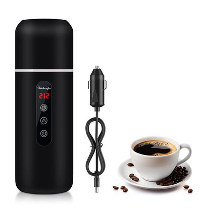 Car Kettle,Portable Electric Travel Kettle,12V/24V Car Coffee Warmer,420ML Hot Water Boiler,Small Hot Water Heater, Mini Hot Water Boiler with Built-in Magnetic Induction Stirring for Tea Coffee Milk