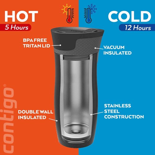 Contigo West Loop Travel Mug - Stainless Steel Vacuum Flask | Leakproof & BPA-Free Easy-Clean Lid