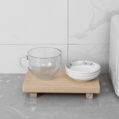 Zoocatia Small Wood Tray - Decorative Pedestal Stand for Farmhouse Bathroom Decor | 9" x 5.9" Burlywood