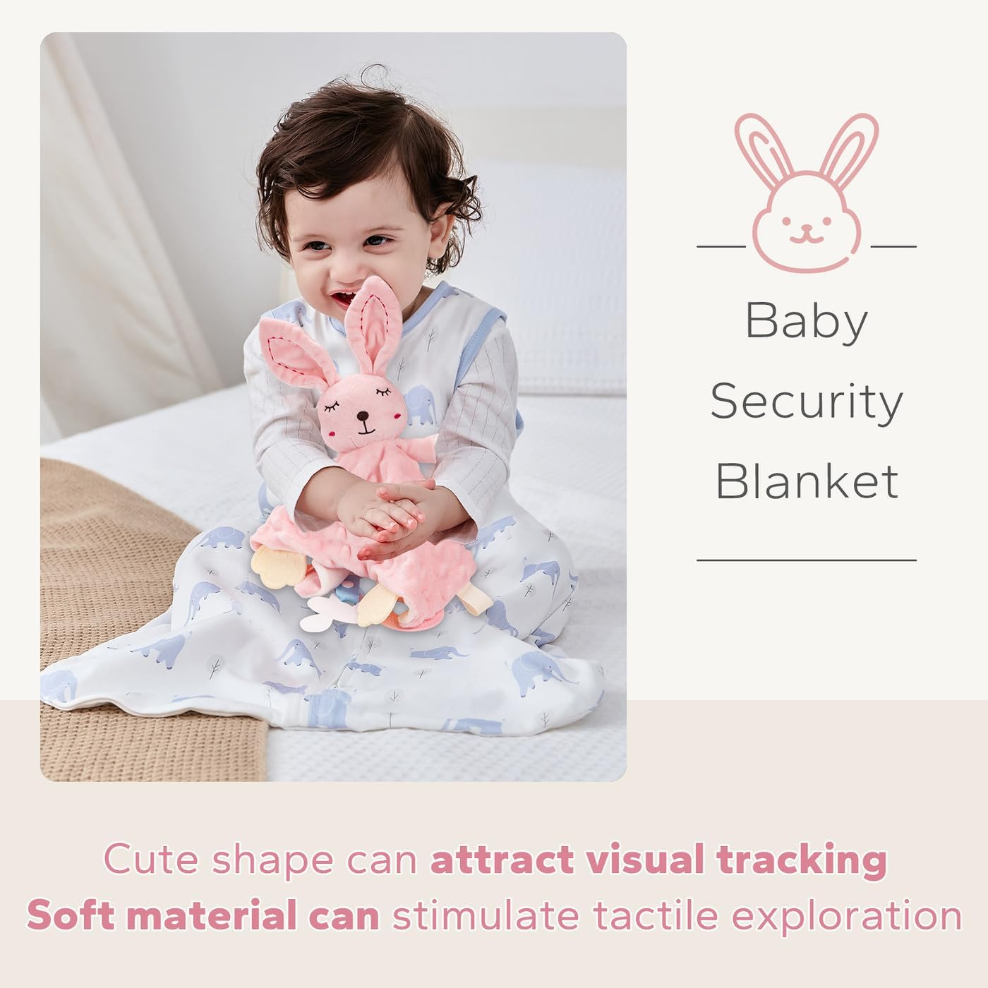 ZIGJOY Baby Security Blanket - Soft Bunny Lovey for Girls | Pink Infant & Toddler Gift