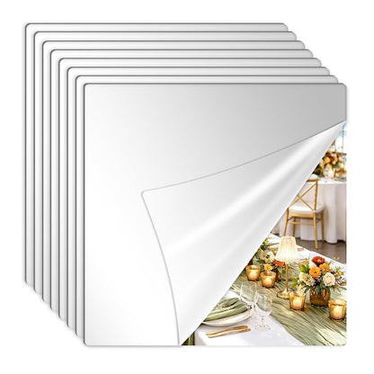 8PCS 8" Square Self-Adhesive Acrylic Mirror Tiles - Shatterproof Wall Panels for DIY Decor (Variation: 8inch)