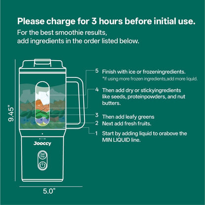 Skiennix 18oz Portable Blender - Cordless Travel Blender with Ice Crushing Blades & Auto Reverse Function