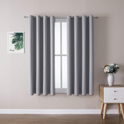 ChrisDowa Blackout Curtains - Thermal Insulated Room Darkening Drapes | Light Grey, 52 x 63 Inch, 2 Panels Set