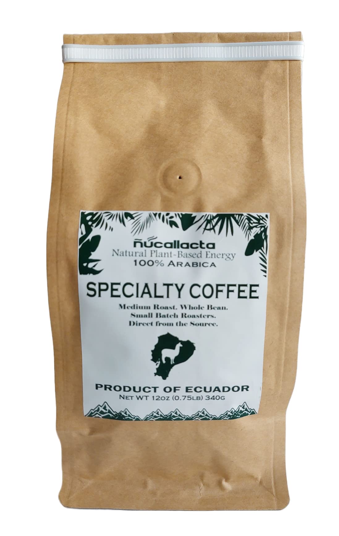 Ecuador Coffee Medium Breakfast Roast Specialty Mountain Grown Single Origin Direct Trade Arabica Washed Whole Bean Coffee - Nucallacta