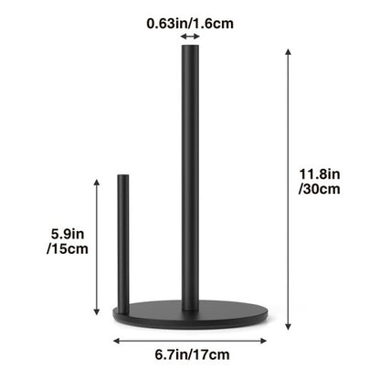 Paper Towel Holder Black, Premium Stainless Steel Kitchen Roll Dispenser, Countertop Roll Organizer with Weighted Base