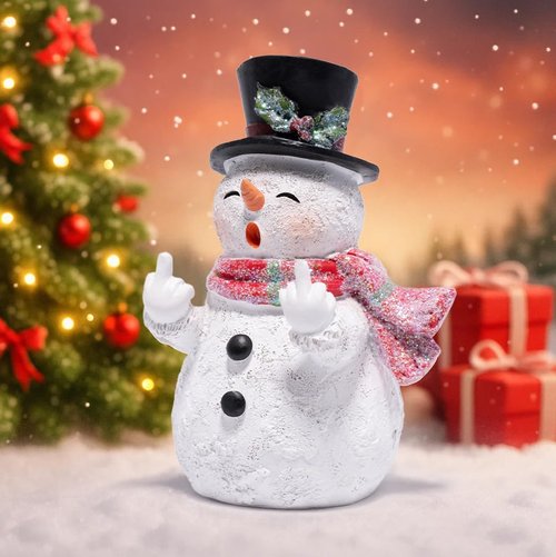 Hodao Snowman Figurine - Unique Winter Home Decoration | Funny Festive Ornament for New Year Gift