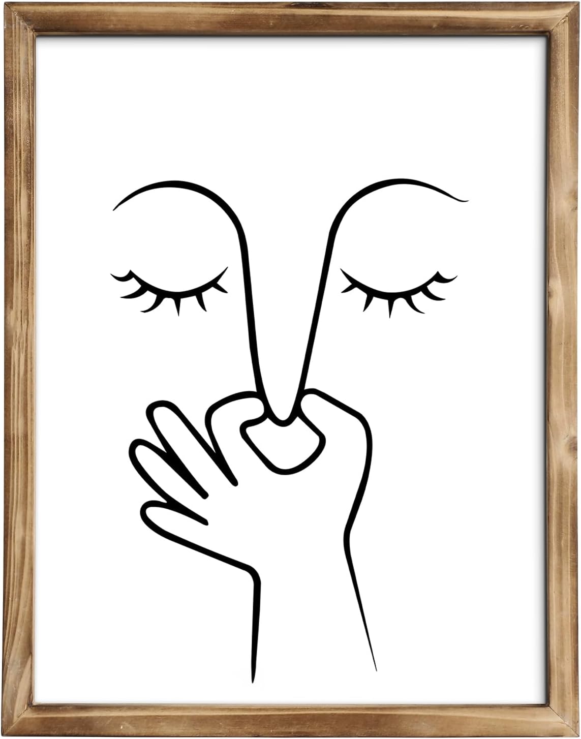 MODE HOME Farmhouse Bathroom Wall Art - Funny Nose Pinching Print in Torched Brown Frame | 14x11 Inch Shabby Chic Decor