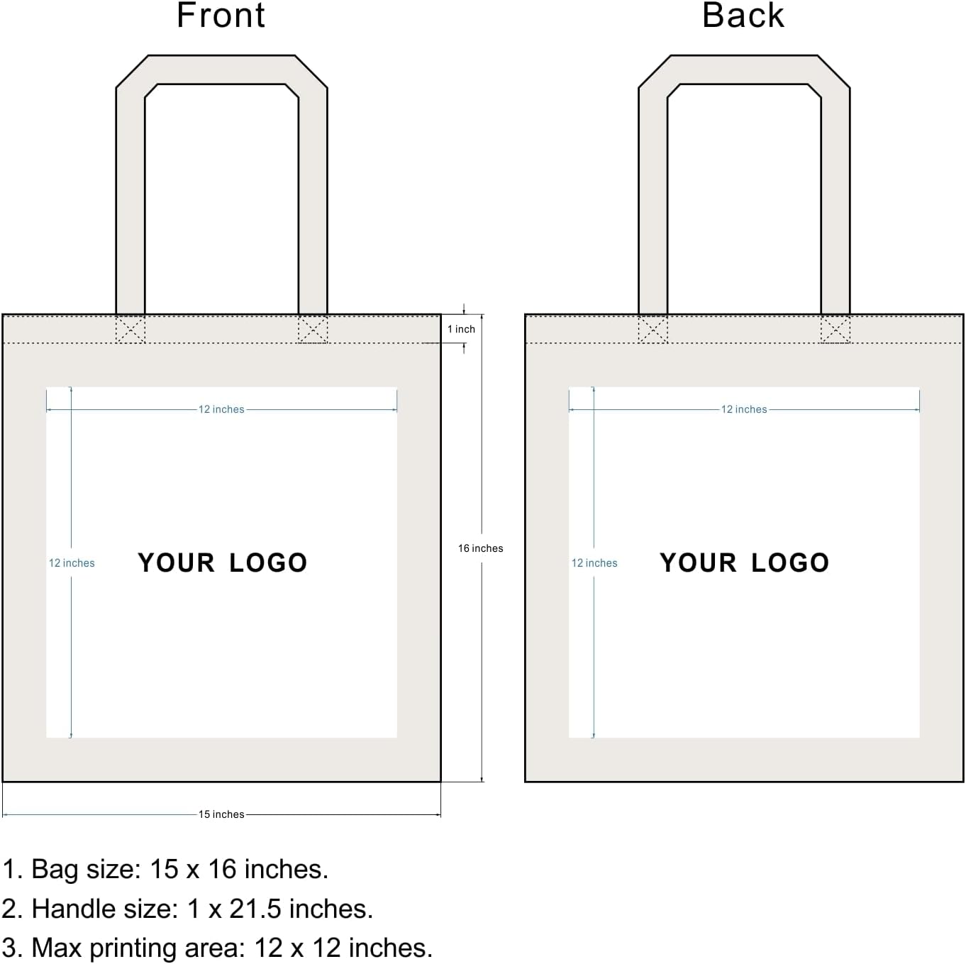 TOPDesign Custom Cotton Tote Bags - 240-Pack Personalized Cloth Bags for DIY & Promotions