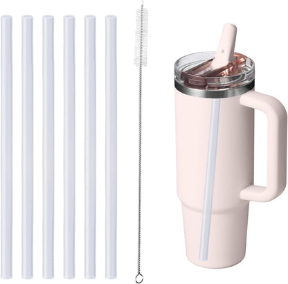 Stanley Replacement Straws - 6 Pack Reusable Drinking Straws with Cleaning Brush for 30oz Quencher Tumbler