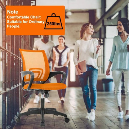 BestOffice Ergonomic Office Chair - Mid-Back Swivel Desk Chair with Lumbar Support & Breathable Backrest - Adjustable Height, Orange, Pack of 2