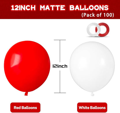 Regine Switzerland 100 Pcs Red & White Balloons - 12 Inch Thickened Latex for Celebrations