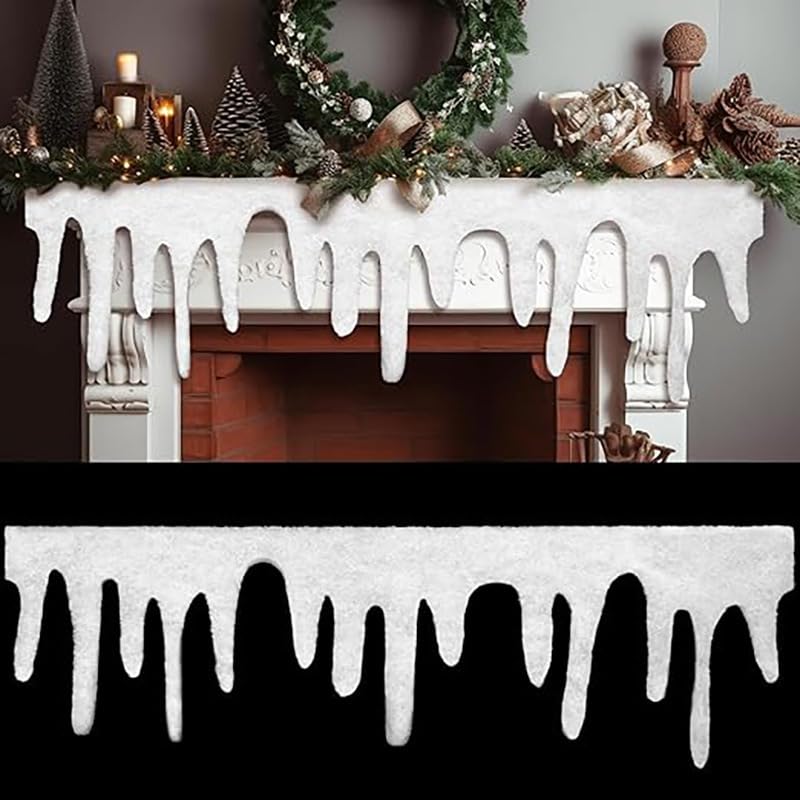 Artificial Snow Garland Roll - Felt Icicle Snow Cover for Christmas Decorations