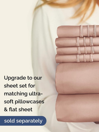 Extra Deep Full Fitted Sheet - Hotel Luxury Single Fitted Sheet Only - Easily Fits 18 inch to 24 inch Mattress - Ultra Soft, Wrinkle Free w/Extra Deep Pockets - Easy-Care, Breathable & Comfy - Mauve