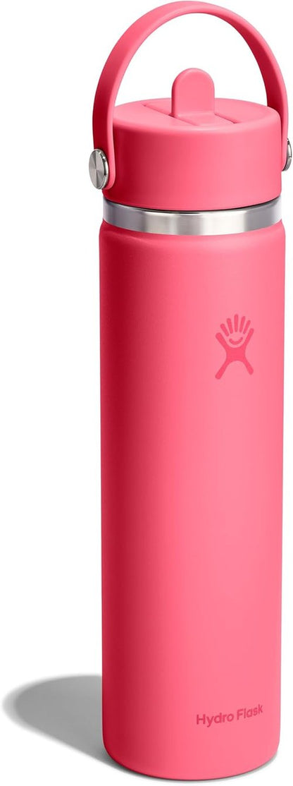 Hydro Flask Water Bottle - Insulated Stainless Steel - Leakproof Wide Straw Lid | 24 Oz Popstar Pink