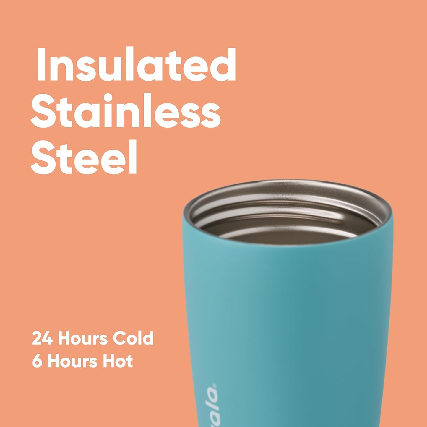 Owala SmoothSip Insulated Stainless Steel Coffee Tumbler - 12 oz Reusable Hot & Iced Coffee Cup | Grey/Blue