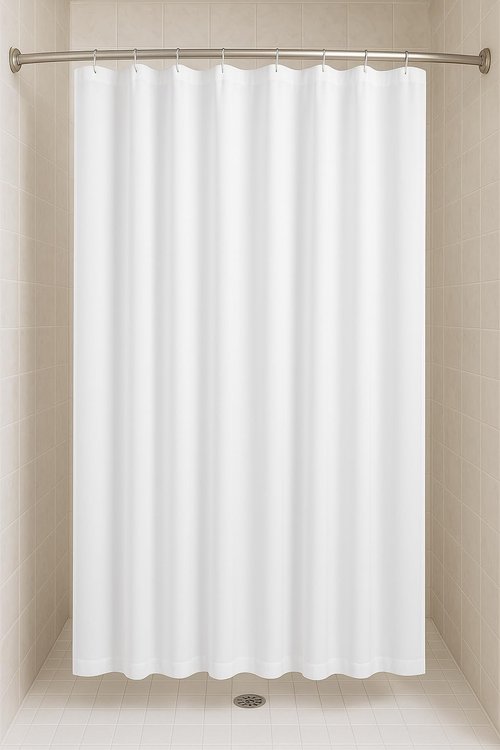 Dependable Industries inc. Essentials White Fabric Shower Curtain Liner 54" x 78" Stall Size – Hotel Quality 100% Polyester with Weighted Hem & Buttonhole Top – Water Repellent Machine Washable