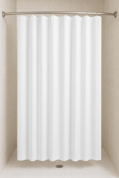 Dependable Industries inc. Essentials White Fabric Shower Curtain Liner 54" x 78" Stall Size – Hotel Quality 100% Polyester with Weighted Hem & Buttonhole Top – Water Repellent Machine Washable