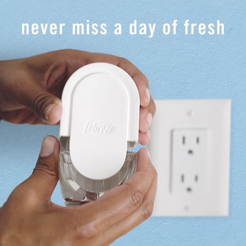 Febreze Plug In Air Freshener, Odor-Fighting Scented Oil Refill, Air Fresheners for Home and Bathroom and Kitchen, Long Lasting for Strong Odors, Ocean & Mountain Scents, 0.87oz Refills, 4 Count