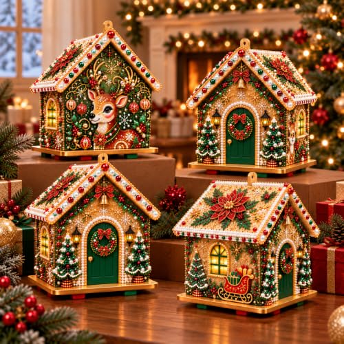 DIY 3D Christmas Pearl House Art Kit - Handmade Holiday Village Decoration B