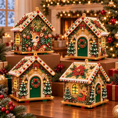 DIY 3D Christmas Pearl House Art Kit - Handmade Holiday Village Decoration B