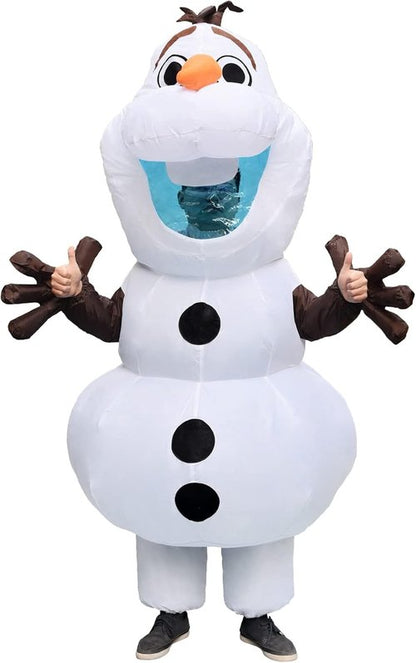 Inflatable Olaf Costume - Adult Size Snowman Fancy Dress for Halloween Party | Large, White