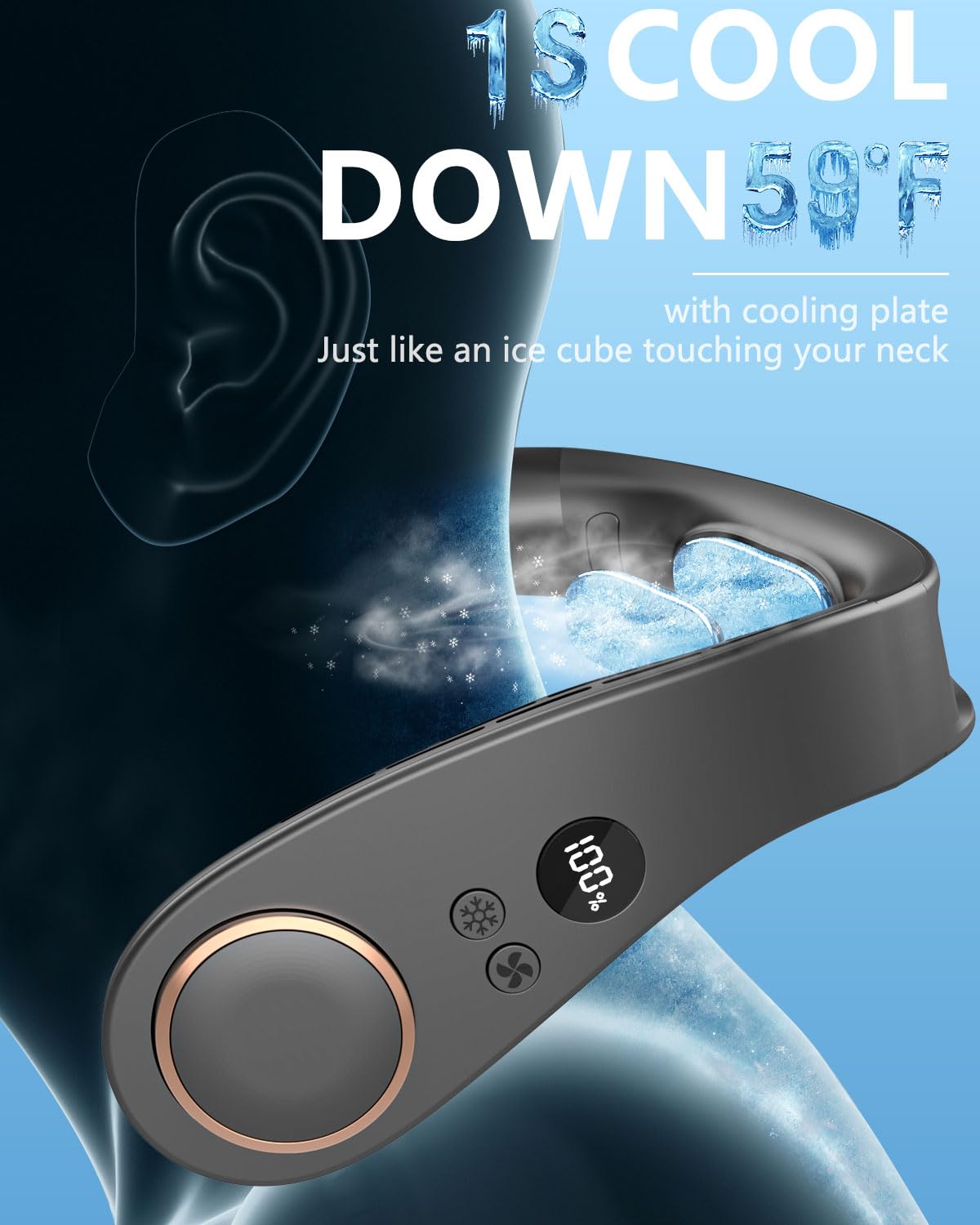 Neck Fans with Cooling Plate, Personal AC that Blows Cold Air, Portable Bladeless with LED Display, USB Rechargeable with Long-Lasting Battery, Best Neck Cooler for Kids Men Women Outdoor Travel