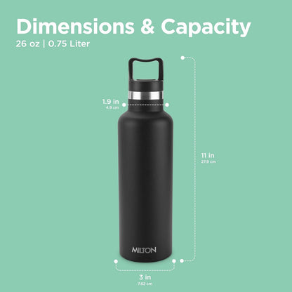 Milton 24 oz Stainless Steel Insulated Water Bottle - Leakproof, Double-Walled Flask for Hot & Cold Beverages | Travel-Friendly, Dishwasher Safe