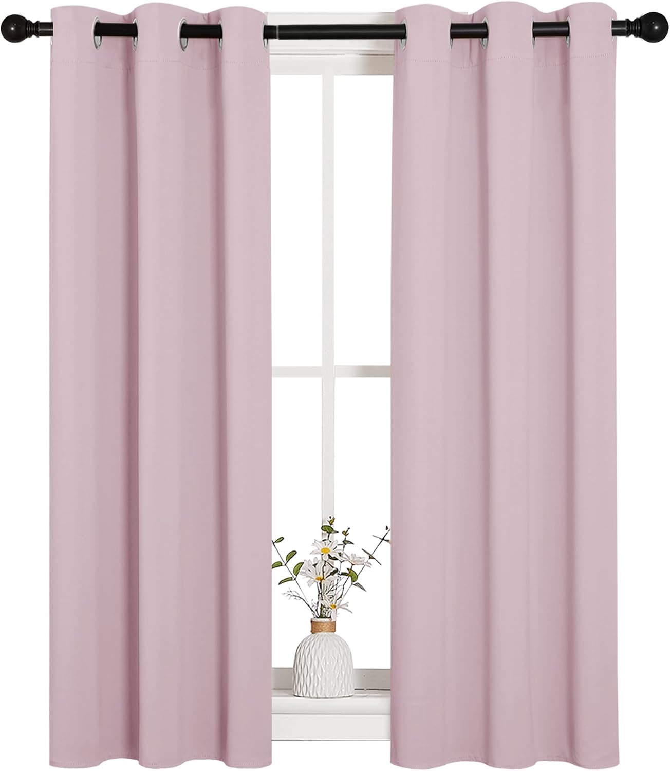NICETOWN Blackout Curtain Panels - Thermal Insulated Grommet Drapes for Girls Room | Baby Pink & Lavender Pink, 29 x 45 Inch