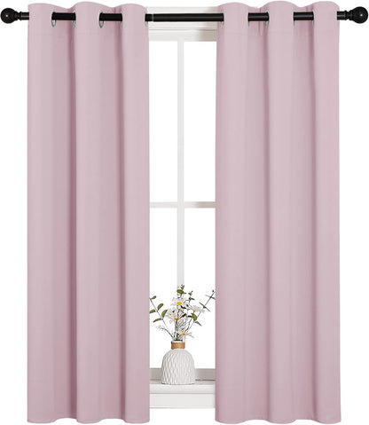 NICETOWN Blackout Curtain Panels - Thermal Insulated Grommet Drapes for Girls Room | Baby Pink & Lavender Pink, 29 x 45 Inch