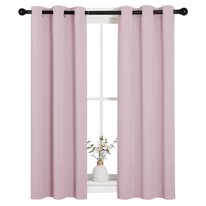 NICETOWN Blackout Curtain Panels for Girls Room, Nursery Essential Thermal Insulated Solid Grommet Top Blackout Drapes (Baby Pink=Lavender Pink, 1 Pair, 29 x 45 Inch)