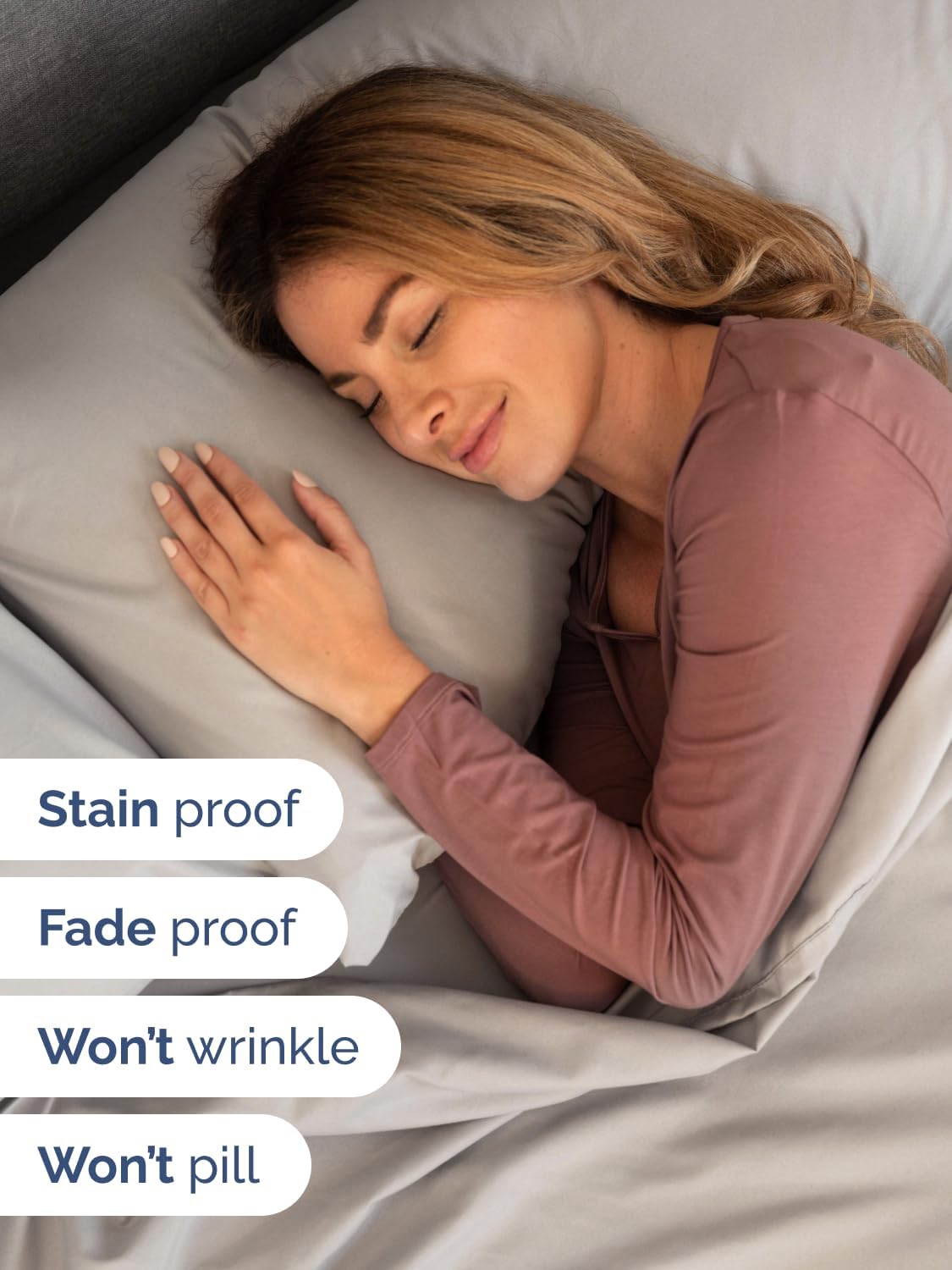 Skiennix Extra Deep Cal King Sheet Set | 6-Piece Breathable Cooling Bedding - Soft, Wrinkle-Free Light Grey
