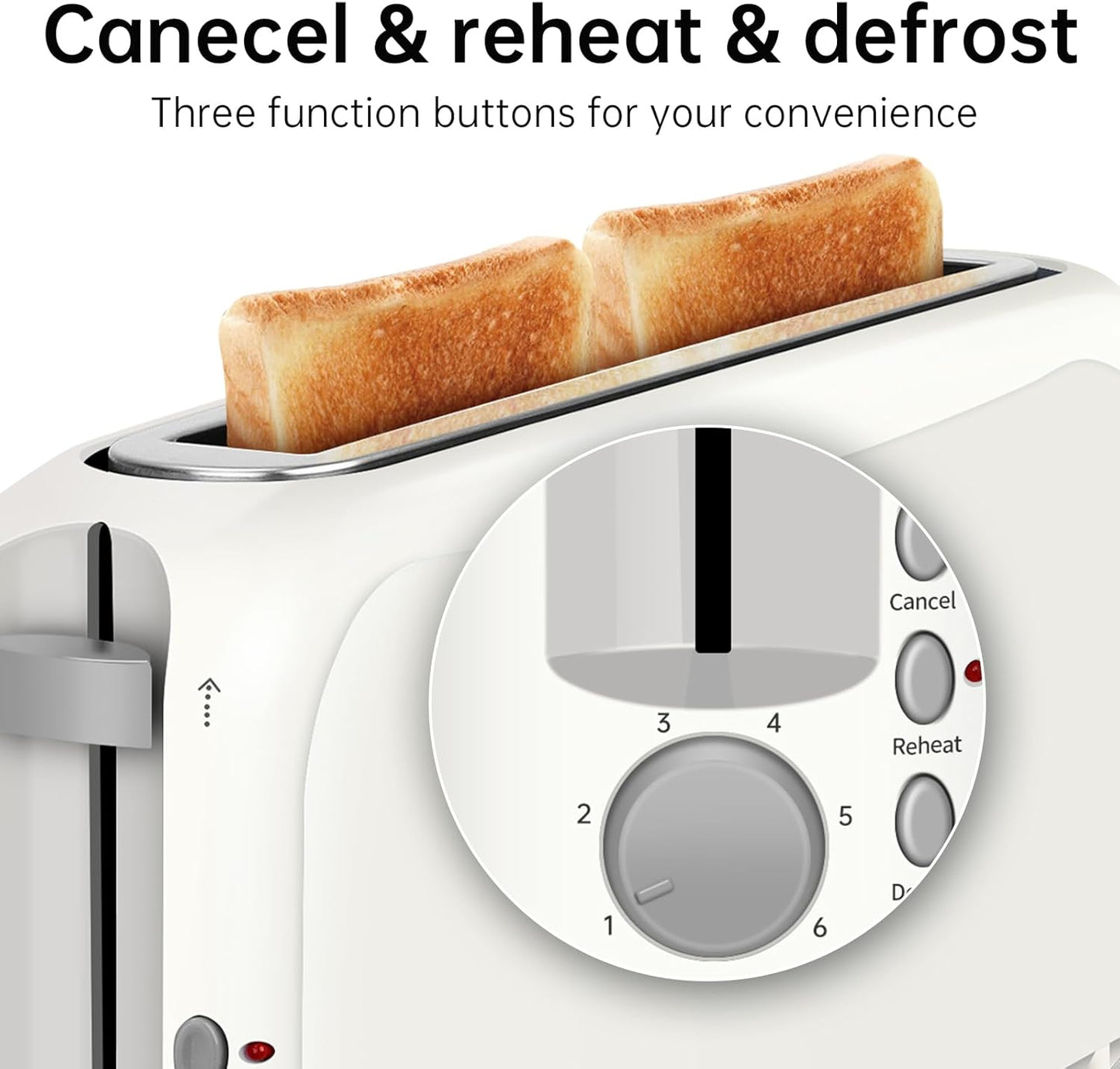 SEEDEEM 2-Slice Slim Toaster - Fits Bagels & Artisan Bread | 6 Shade Settings, Auto Shut-Off, White